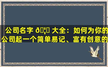 公司名字 🦉 大全：如何为你的公司起一个简单易记、富有创意的好名 🦄 字